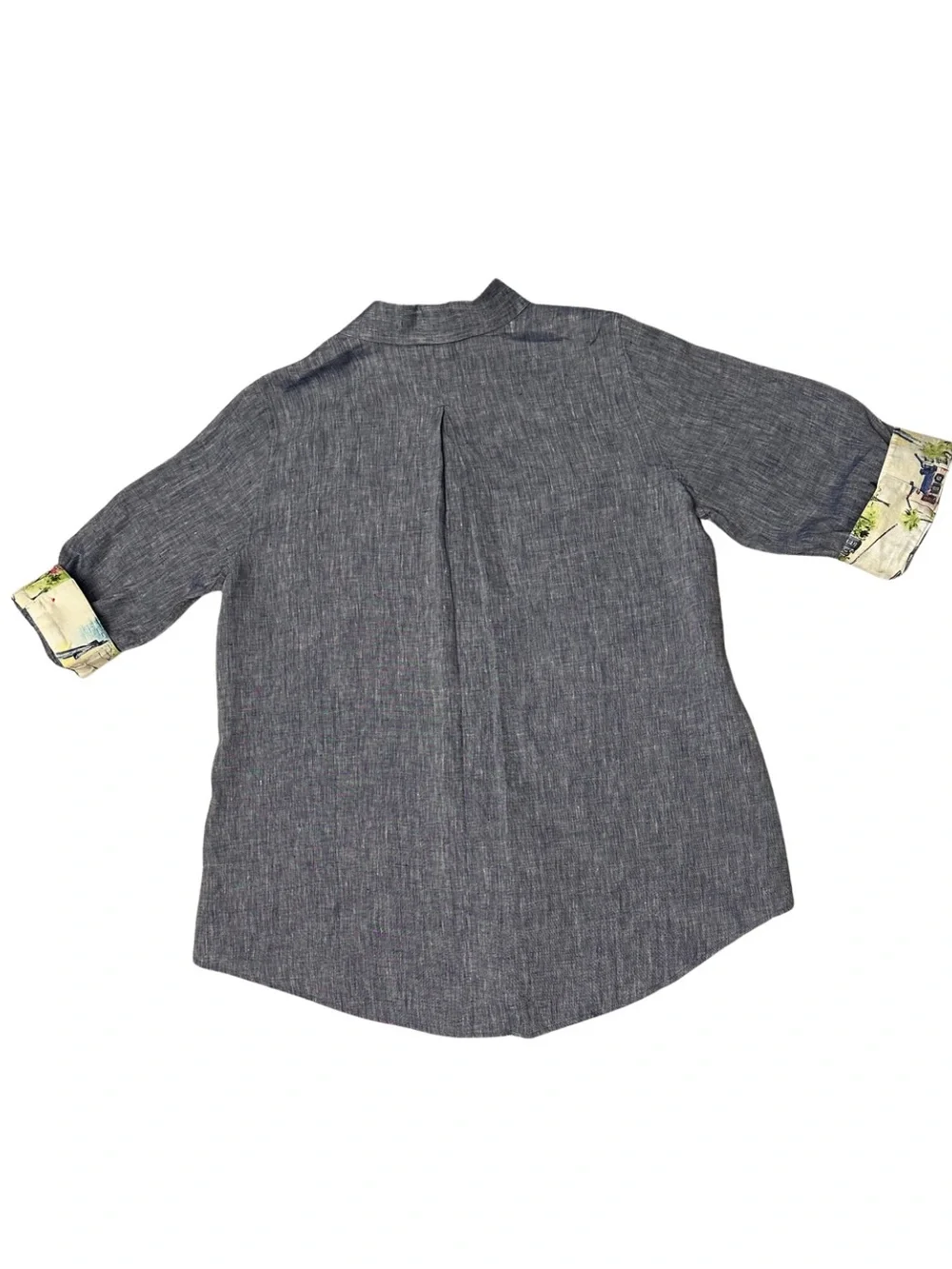 Chico’s No Iron 100% Linen Inner Beauty Tunic Shirt Floral Trim Size 2 L - Picture 3 of 11